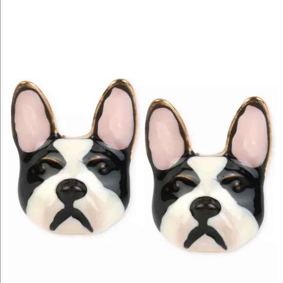 Betsey Johnson dog earrings Boston Terrier  Frenchie French bulldog - Picture 2 of 7